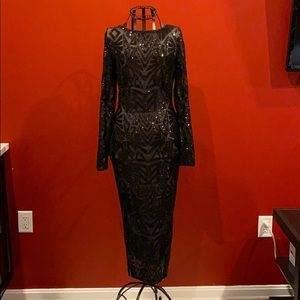 Dress The Population Emery Art Deco BLACK